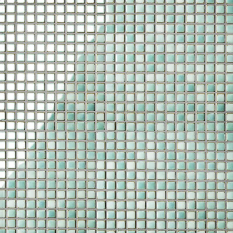 Merola Tile Hudson Edge Mint Green 12-1/4" x 12-1/4" Porcelain Mosaic Floor and Wall Tile