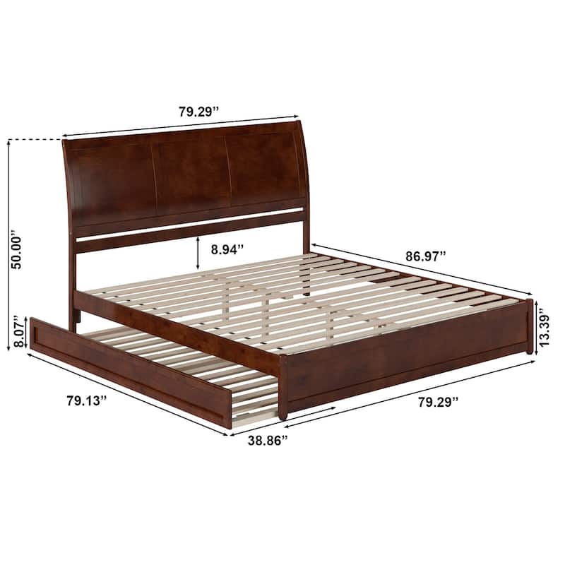 Andorra Platform Bed with Panel Footboard and Twin XL Trundle