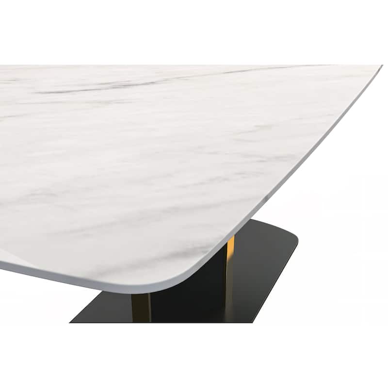 Sylva Dining Table Rectangular Tabletop in Gold Pedestal Base
