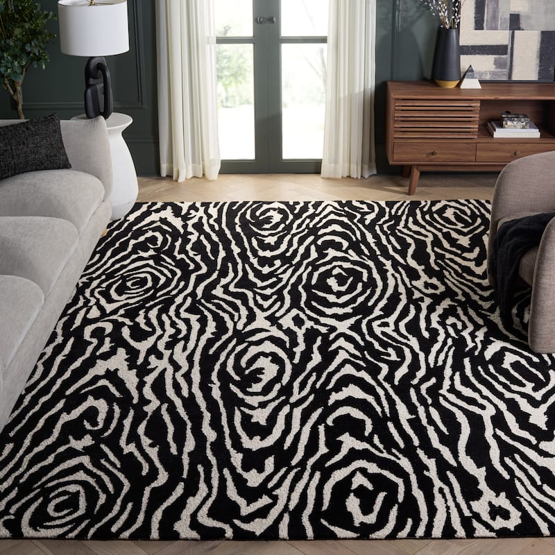 SAFAVIEH Handmade Ebony Thouraya Modern & Contemporary Wool Rug