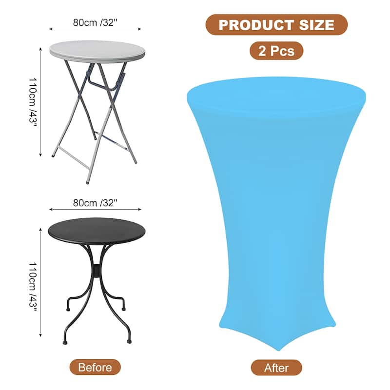 2pcs Cocktail Tablecloth Spandex Stretch Tablecloth Table Cover - Sky Blue - 32" x 43"