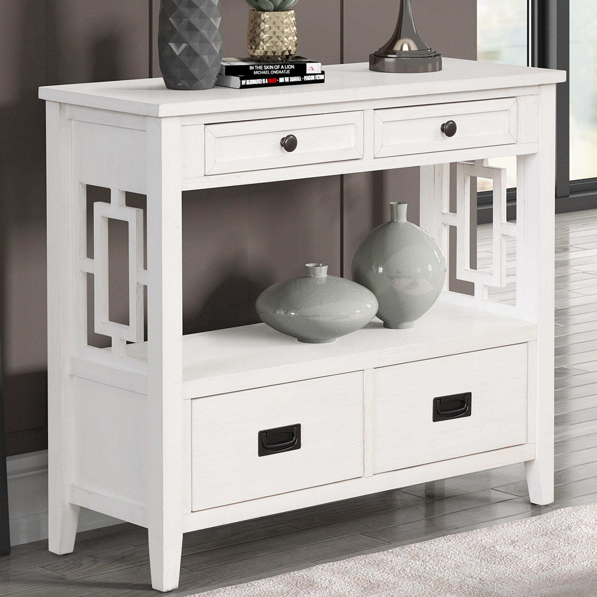 Pine console table with shelf online