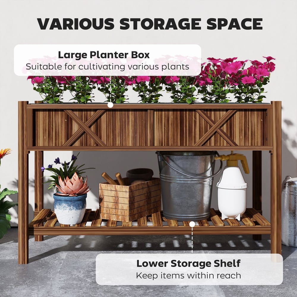 3-Piece Wooden Raised Garden Bed with Country Wagon Wheel Design