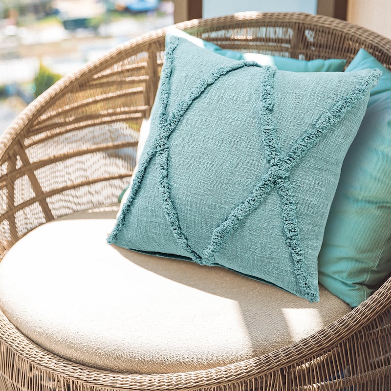 Solid Decorative Diamond Tufted Cotton Throw Pillow