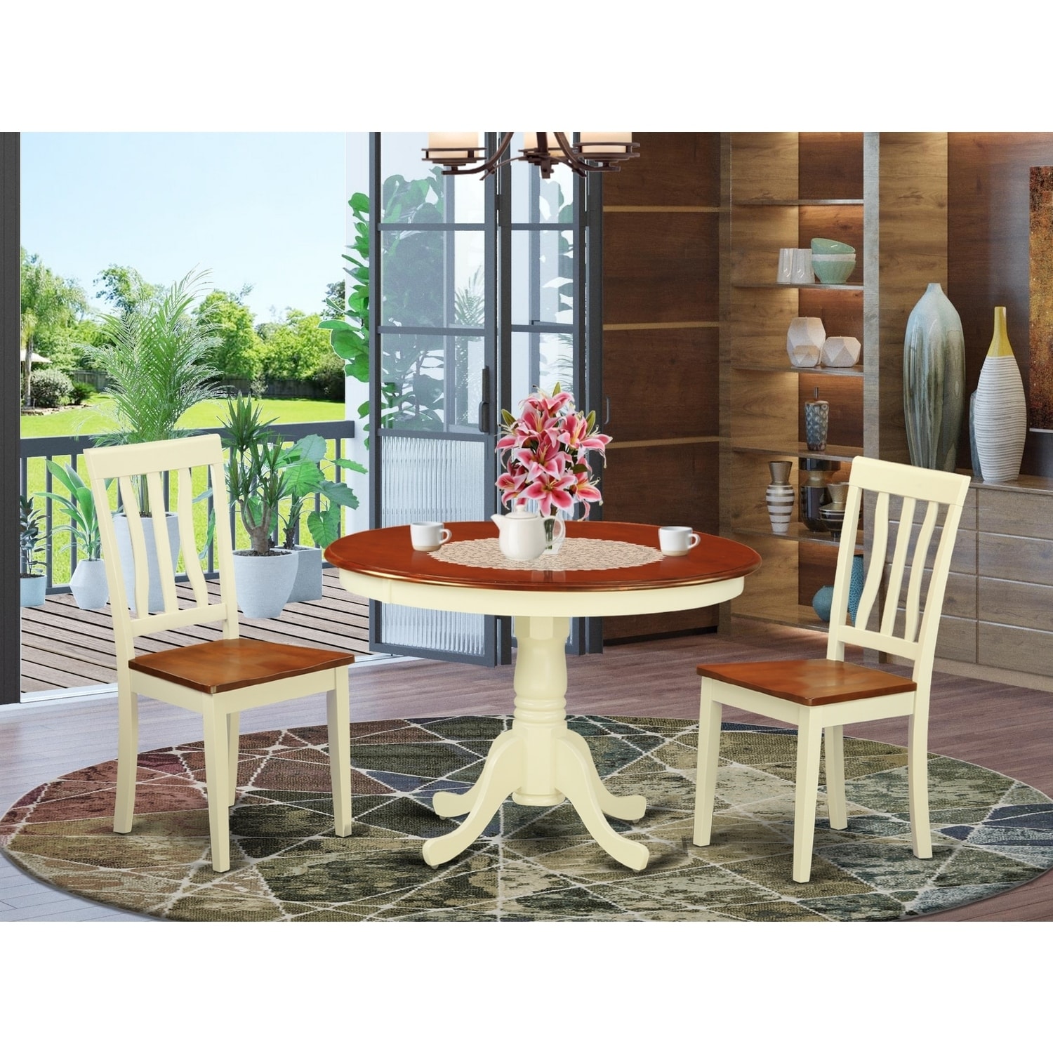 Round Kitchen Dinette Set - 42 Inch Table & 4 Chairs - Dining Room Table Set