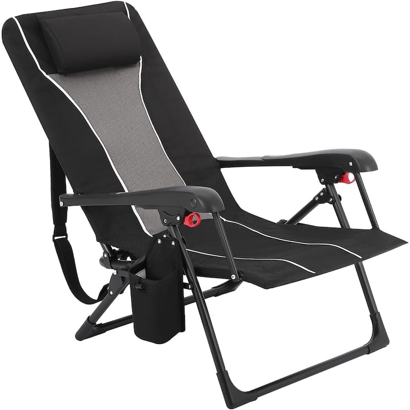 Folding Chaise Lounge Chair,Folding Beach Chair for Adults Adjustable Back - Upgraded