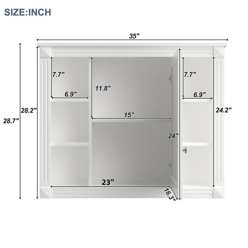 35'' x 28'' Wall Mounted Bathroom Medicine Cabinet - 35" x 7" x 29"