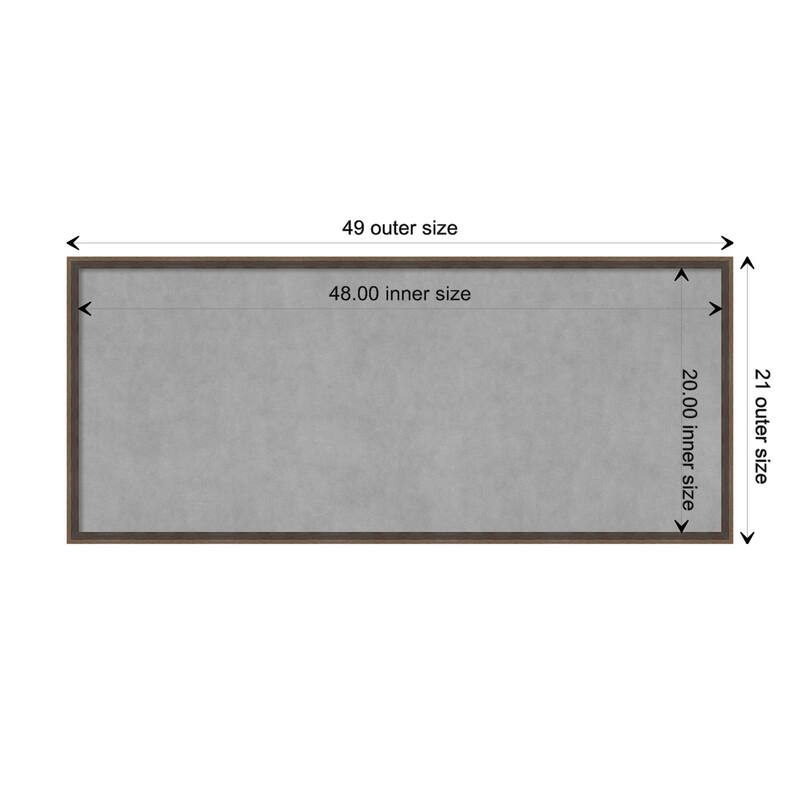 Amanti Art Hardwood Wedge Mocha Framed Magnetic Board - Board Size 48x20