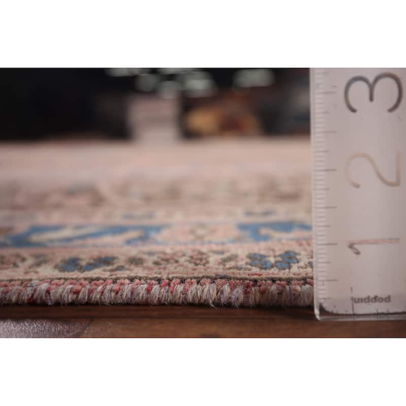Traditional Pink Mashad Persian Vintage Area Rug Handmade Wool Carpet - 9'7"x 13'1"