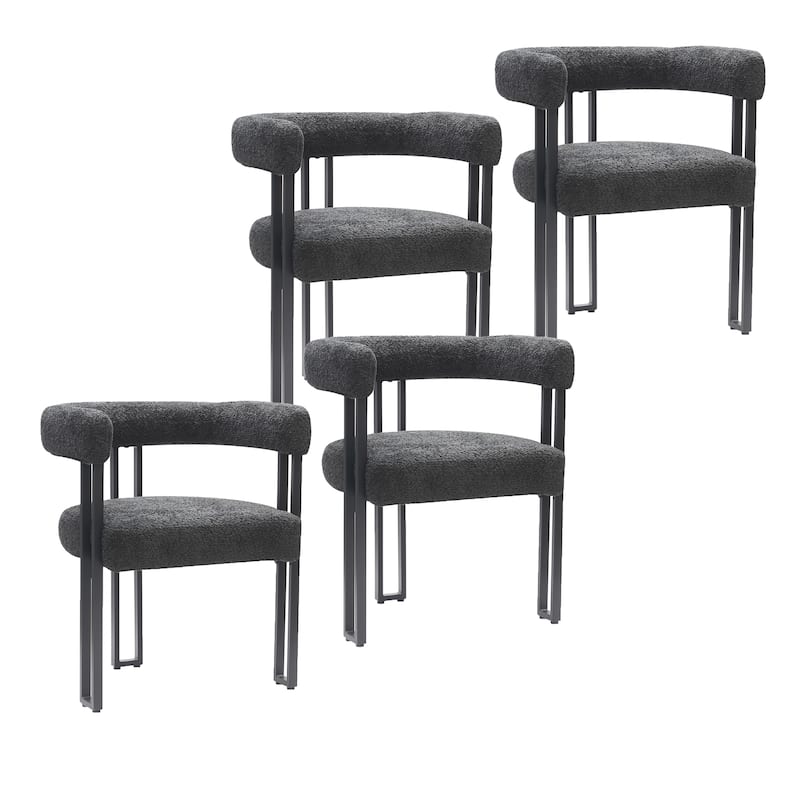 Contemporary Boucle Fabric Dining Chair, Set of 4
