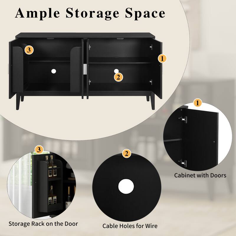 Large Living Room and Dining Room Sideboard Storage Cabinet with Two Spacious Console and Cable Management