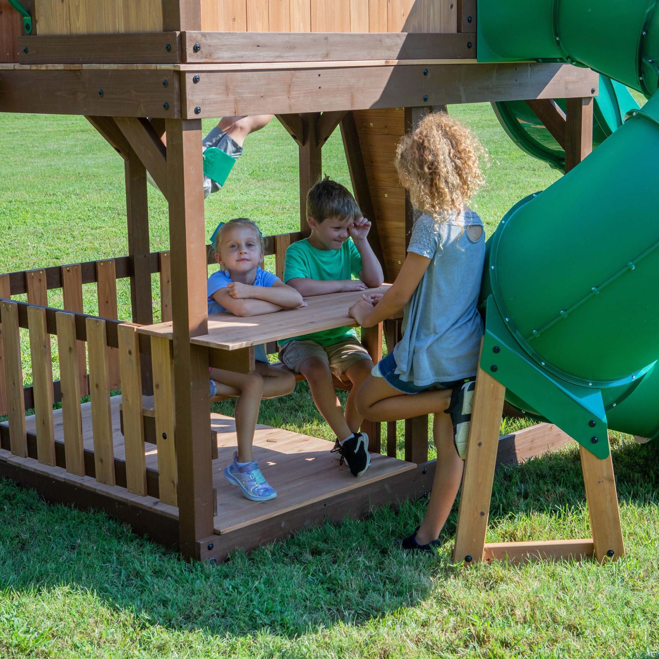 Backyard Discovery Skyfort II Cedar Wood Swing Set, Spiral Tube