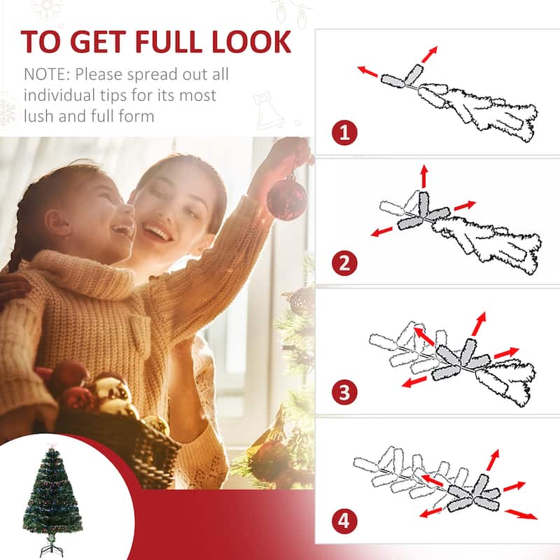HOMCOM 4 ft. Artificial Small Prelit Christmas Tree with Stand