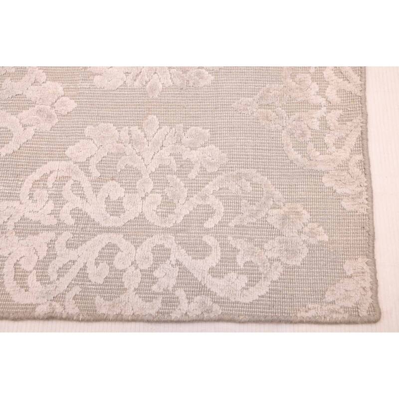 ECARPETGALLERY Hand Loomed Elysian Light Grey Viscose, Wool Rug - 8'1 x 11'7