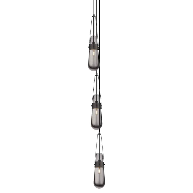 Innovations Lighting 103-452-1P-21-7 Milan Pendant Milan 3 Light 7" - Matte Black / Light Smoke