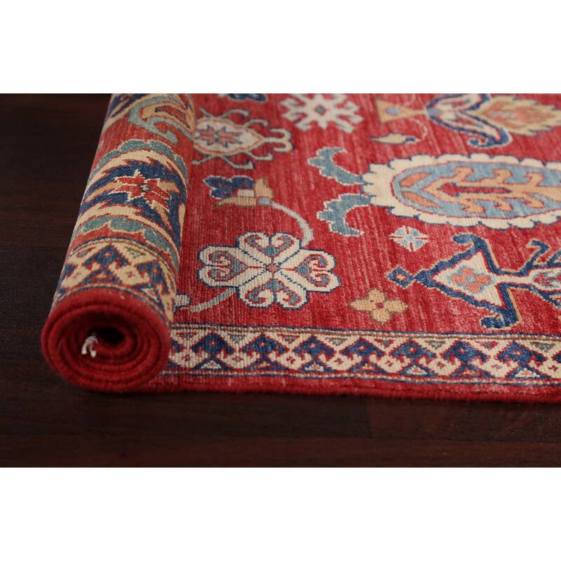 Vegetable Dye Geometric Paisley Super Kazak Area Rug Wool Hand-knotted - 2'10" x 5'0"