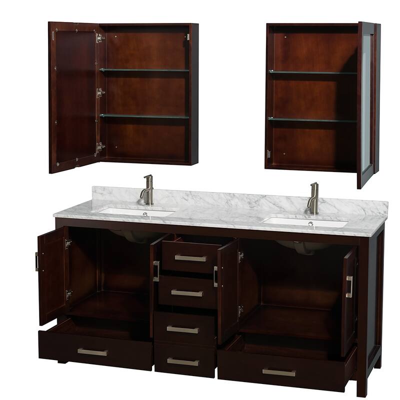 Wyndham Collection Sheffield Double Vanity Set, Medicine Cabinets