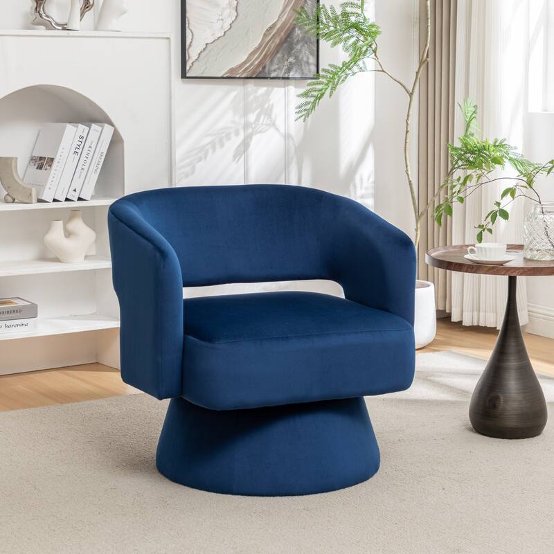 Swivel Barrel Chair,Velvet Accent Armchair 360 Degree Swivel Club Chair for Living Room Bedroom Reception Room