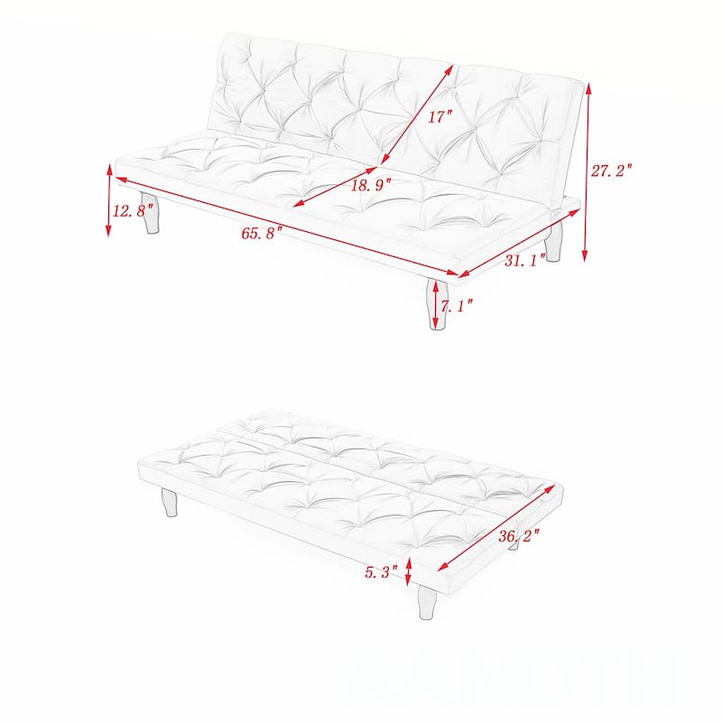 Velvet Sofa bed With Wood Frame
