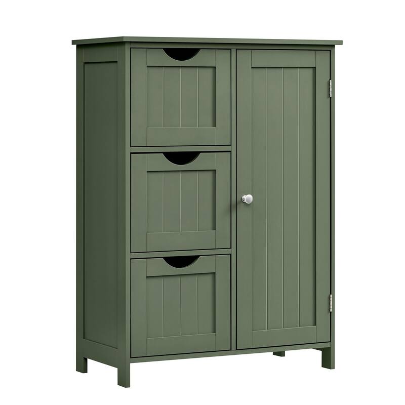 Forest Green MDF Bathroom Cabinet with Adjustable Shelf Beadboard Design - 11.8"D x 23.6"W x 31.5"H