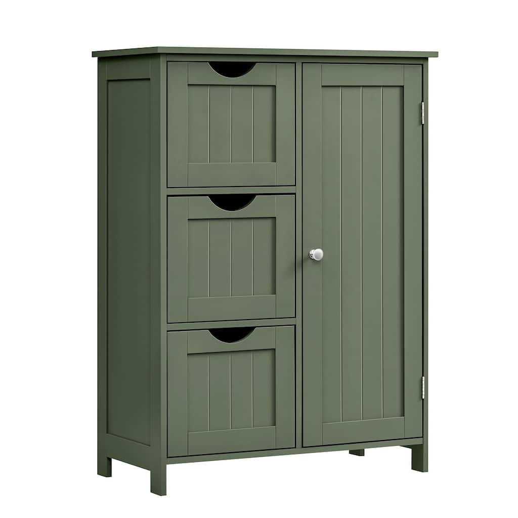 Forest Green MDF Bathroom Cabinet with Adjustable Shelf Beadboard Design - 11.8"D x 23.6"W x 31.5"H