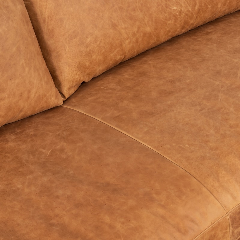 Poly & Bark Zyon 90" Sofa in Cognac Tan - Full Grain Genuine Italian Leather
