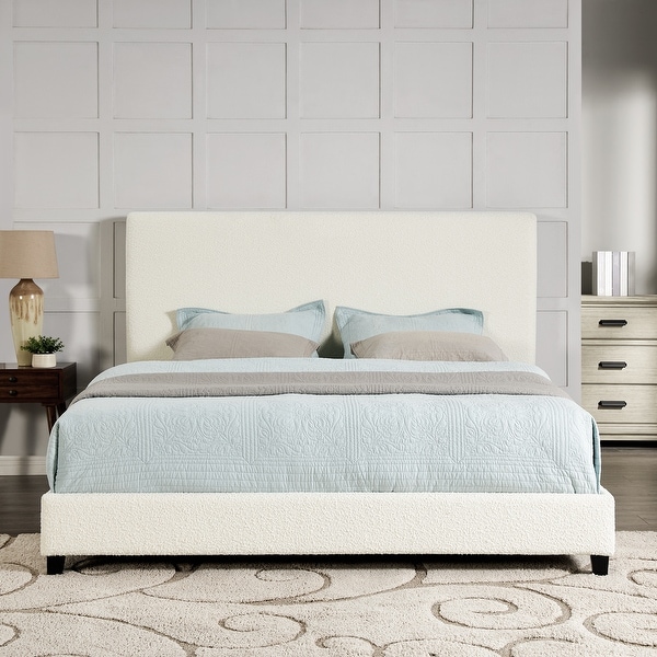Bridgevine Home Tall White Boucle Panel Headboard Upholstered Platform Bed On Sale Bed Bath Beyond 39173932