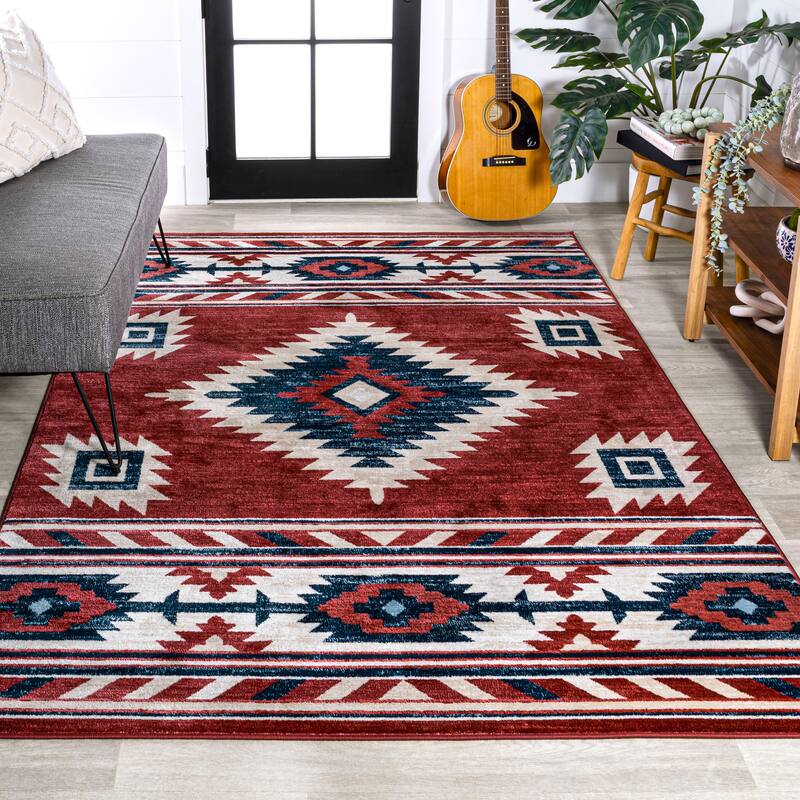 JONATHAN Y Konya High-Low Two-Tone Monstera Leaf Area Rug