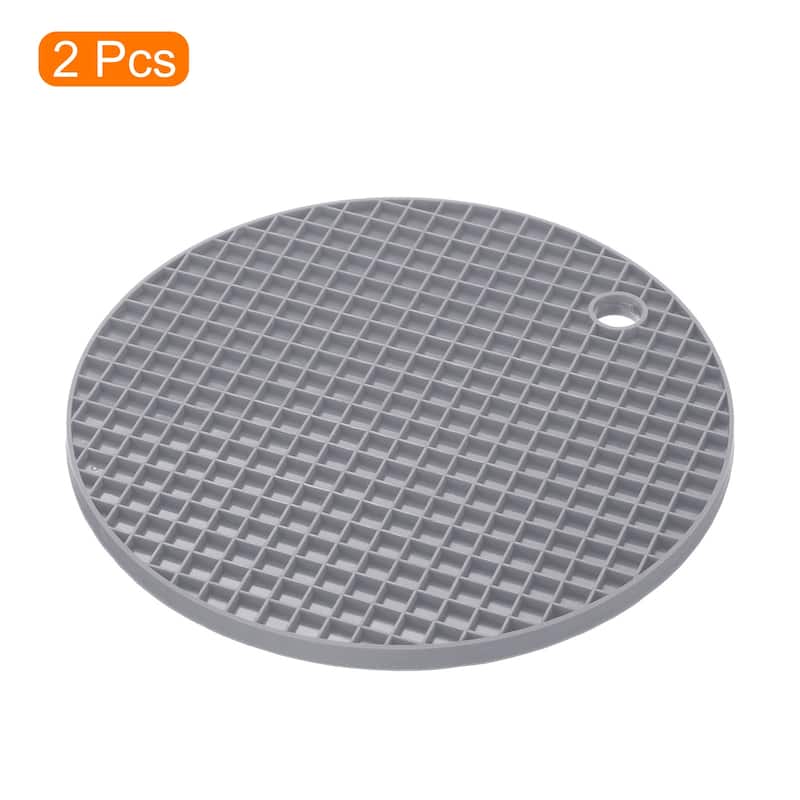 Silicone Trivet Mats 2pcs Round Drying Mat for Kitchen Counter Table Light Gray - Light Gray