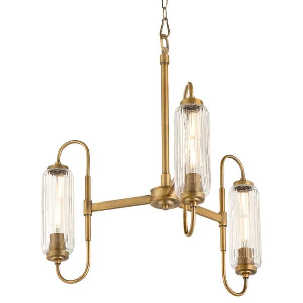 slide 2 of 5, Quorum International 6015-3 Whitmire 3 Light 24" Wide Chandelier with Brushed Brass
