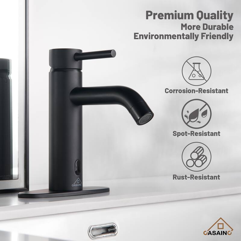 Single Handle Single Hole Bathroom Faucet with Touchless Sensor