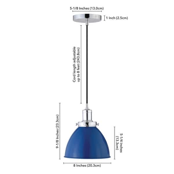 dimension image slide 10 of 12, Madison 8" Wide Pendant with Metal Shade
