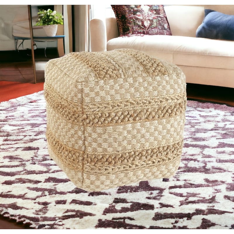 HomeRoots 18" Tan Jute Ottoman
