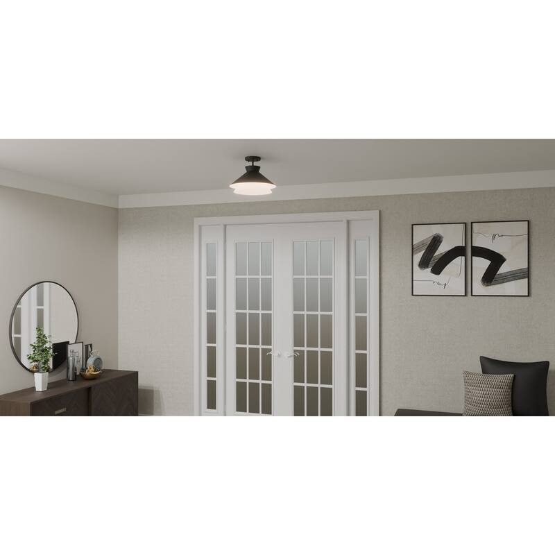 Lionel 1-Light Matte Black Semi-Flush Mount Light