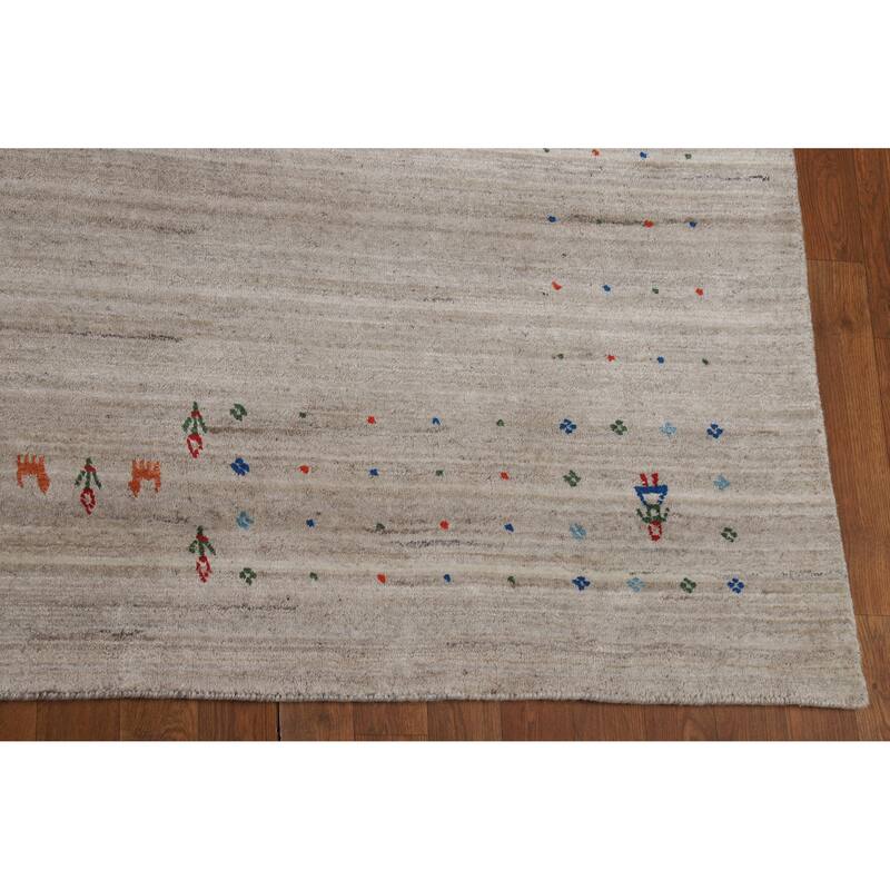 Tribal Gabbeh Indian Area Rug Hand-Knotted Wool Carpet - 8'4" x 9'10"