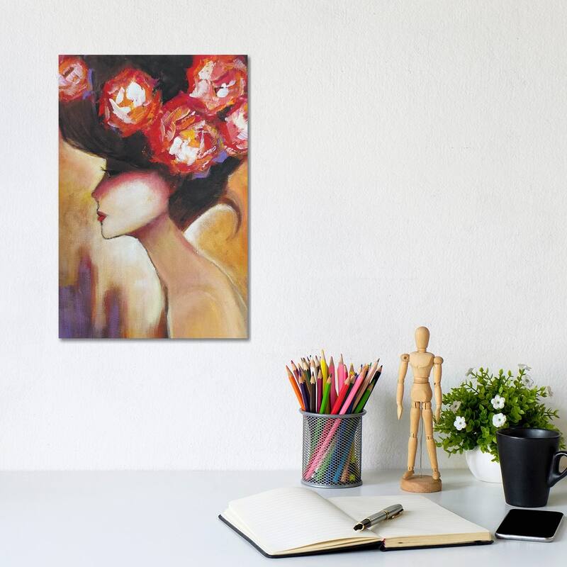 iCanvas "Lady With Roses" by Lana Shamshurina Canvas Print - 12x8x0.75