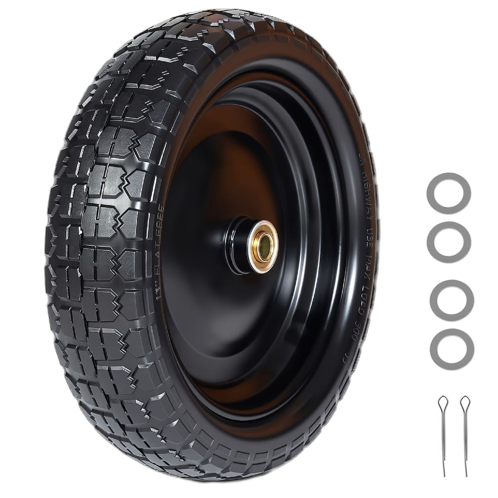 13 Inch Solid Rubber Tires 4.00-6 Flat Free Wheels with 2.2" Offset Hub Replacement for Gorilla Cart, Hand Truck(Set of 1)