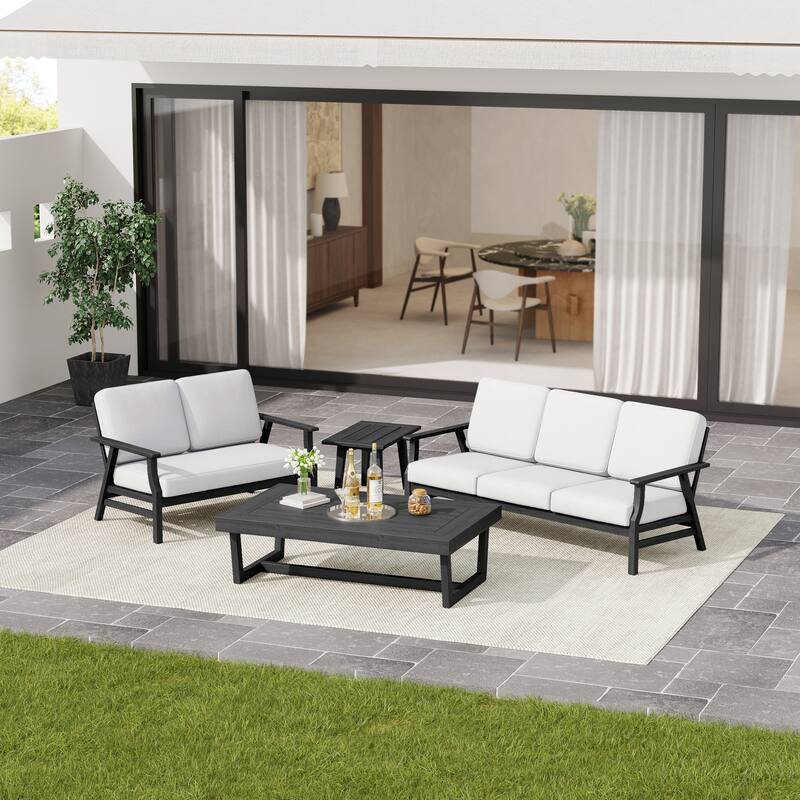 Arthur 4-Piece Teak Wood Patio Conversation Set