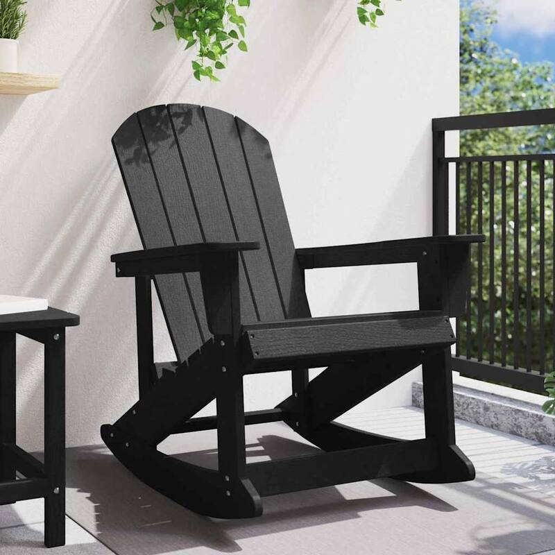 vidaXL Adirondack Rocking Chair Black 73.5 x 92 x 90cm HDPE - 28.9 x 36.2 x 35.4 in