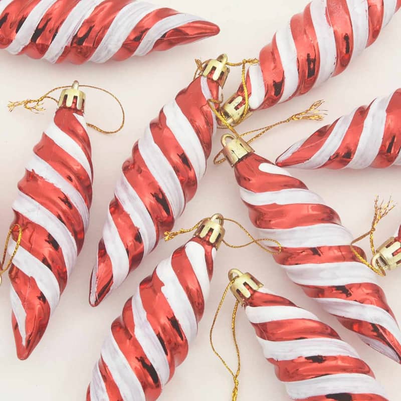 vidaXL Christmas Spiral Shape Ball 40 pcs Red - 1.2 x 4.3 inch (W x H)