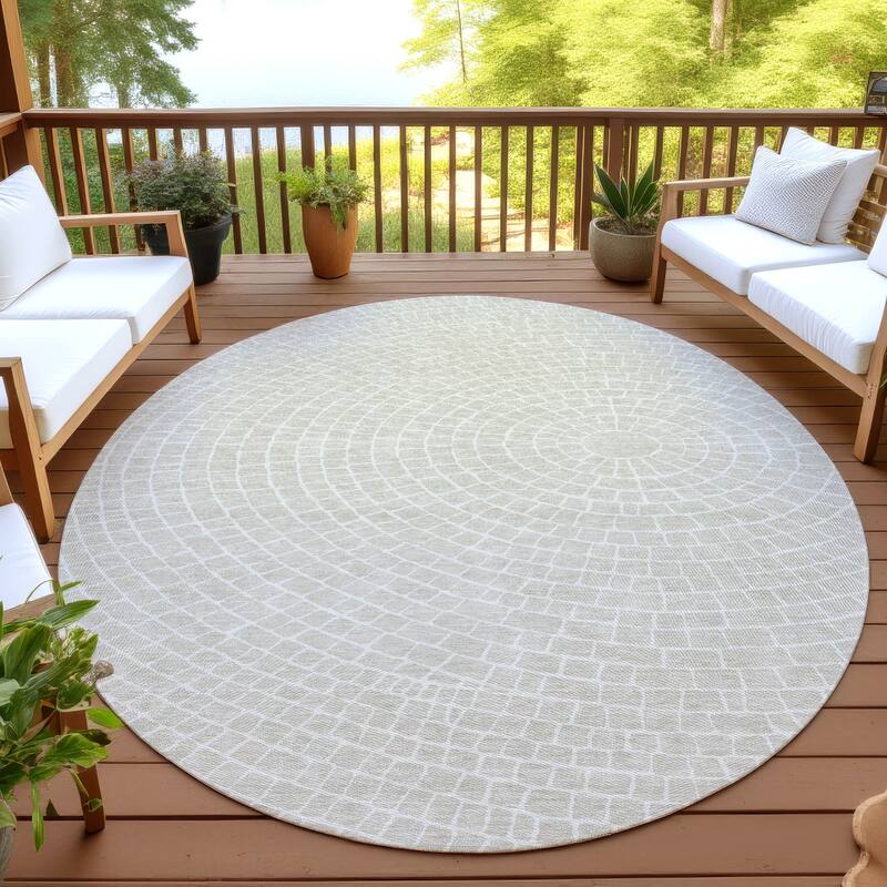 Machine Washable Indoor/ Outdoor Modern Gravity Chantille Rug - Beige - 8' x 8'