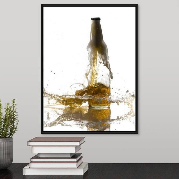 Shop Exploding Beer Bottle Black Float Frame Canvas Art