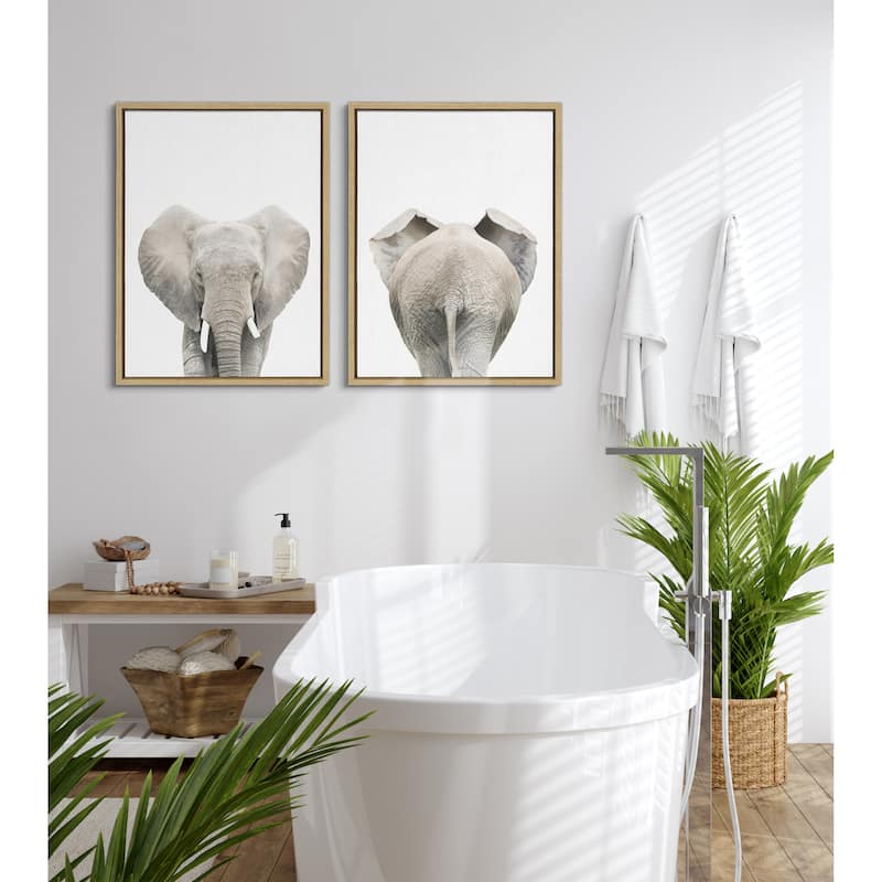 Kate and Laurel Sylvie Elephant Canvas Set by Amy Peterson Art Studio
