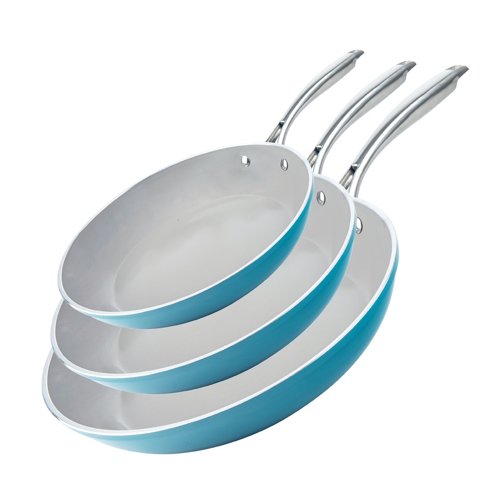 Steel Detachable Handle Pots and Pans - 3 Piece White Ceramic Cookware Set  - On Sale - Bed Bath & Beyond - 37523304