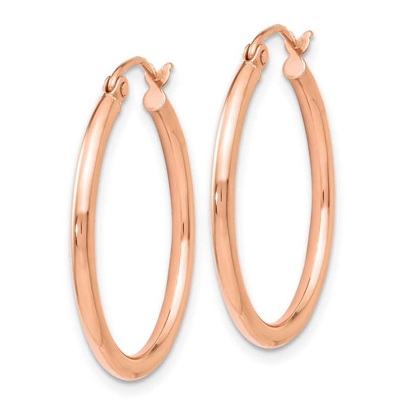 Curata 14k Rose Gold 2x26mm Classic Polished Hoop Earrings