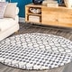 preview thumbnail 6 of 37, Nuloom Beige Geometric Moroccan Trellis Shag Rug 5'3" Round - Beige - Round