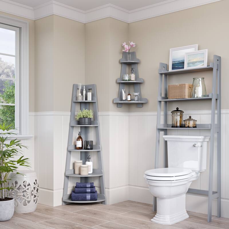 RiverRidge Amery 3-Tier Corner Shelf Display Stand for Bathrooms, Offices, and Laundry Rooms
