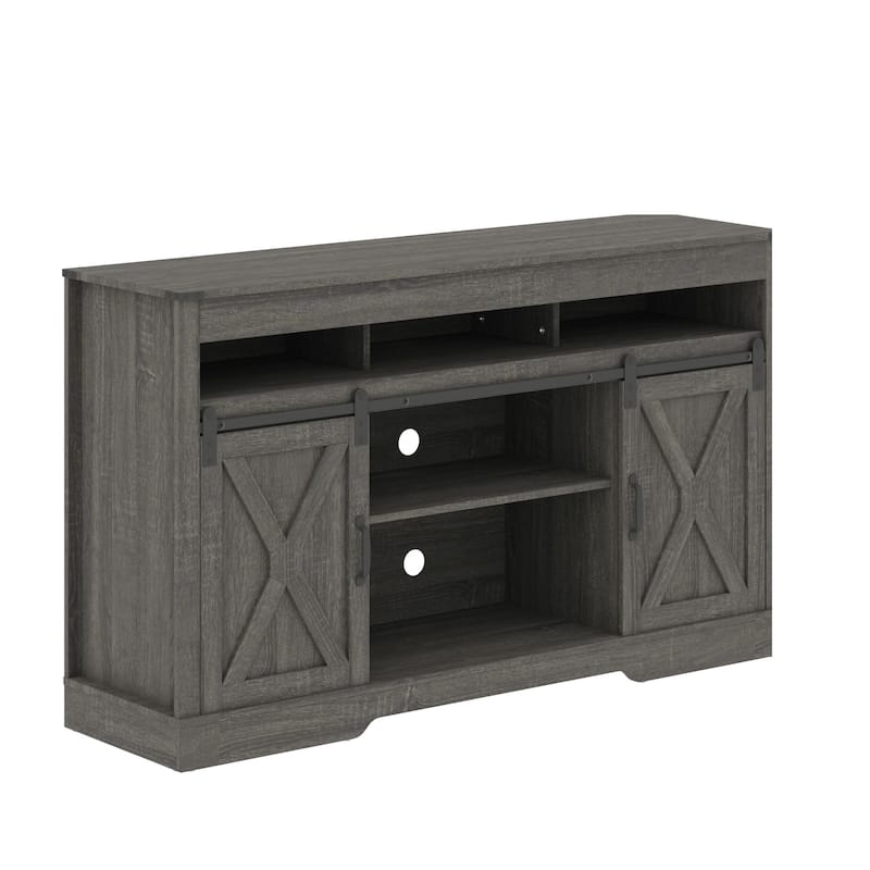 Farmhouse TV Stand for 65 inch TV with Sliding Barn Doors