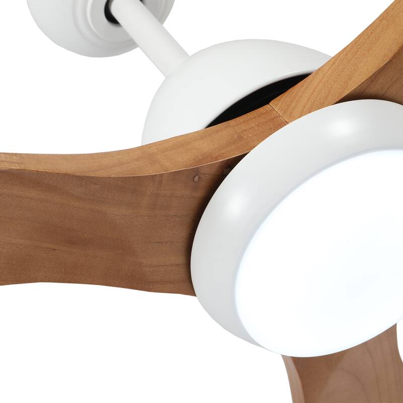52''Indoor White Ceiling Fan with Light Remote Control