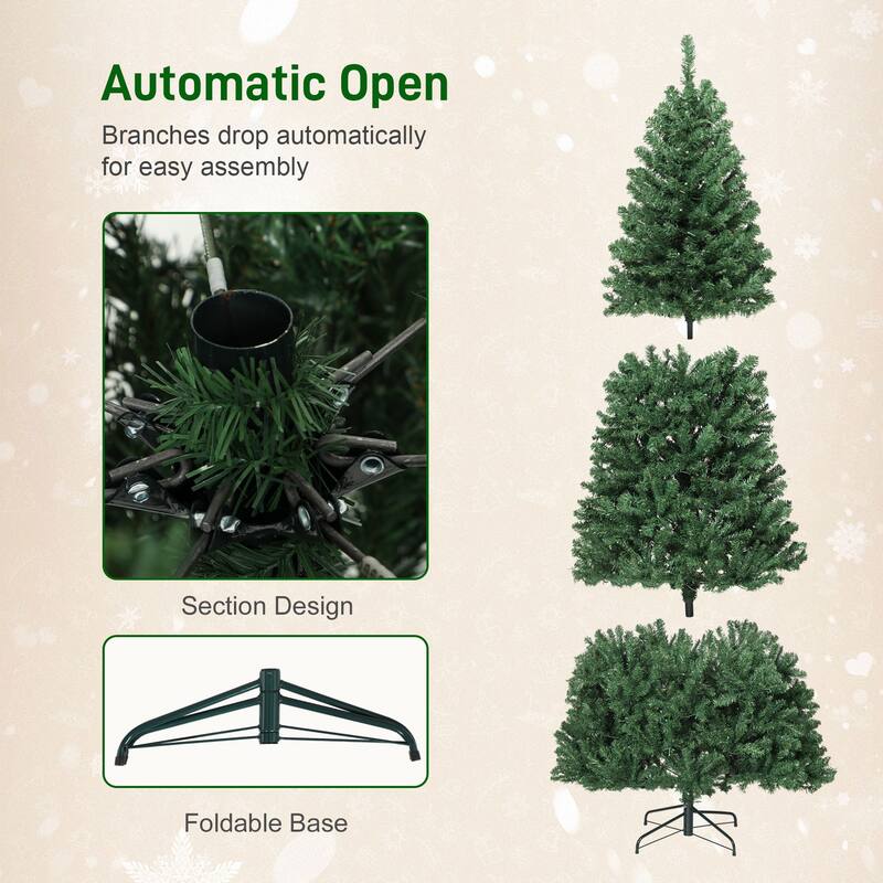 HOMCOM 6ft Prelit Xmas Tree: Dimmable RGB LED, 6 Modes, Remote, Timer, Metal Stand
